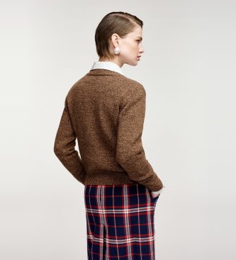 Essentiel Antwerp Pull brodé Korine marron
