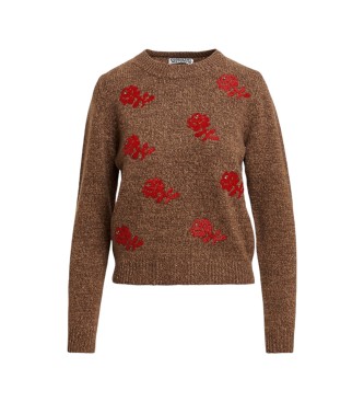 Essentiel Antwerp Pull brodé Korine marron