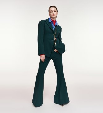 Essentiel Antwerp Pantalon Jambe Trompette Konsiderate vert foncé