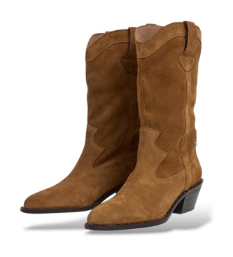 Pepe Jeans Bottes en cuir Lake Med marron