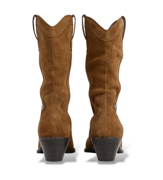 Pepe Jeans Bottes en cuir Lake Med marron