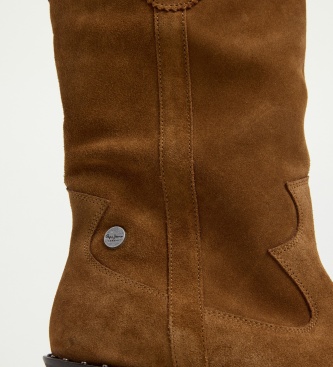 Pepe Jeans Bottes en cuir Lake Med marron