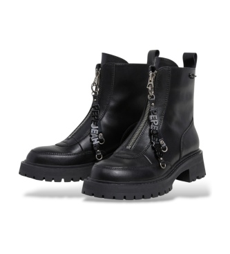 Pepe Jeans Bottes en cuir Stacy Feel noires