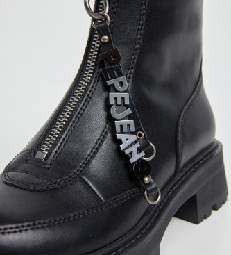 Pepe Jeans Bottes en cuir Stacy Feel noires