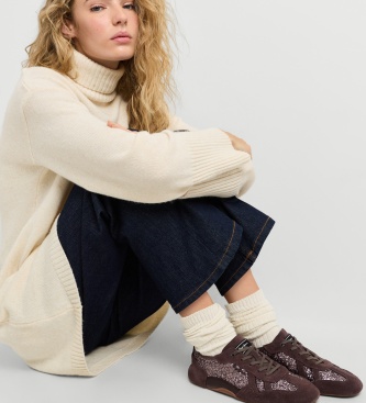 Pepe Jeans Sneakersy Noa Glitter brązowe