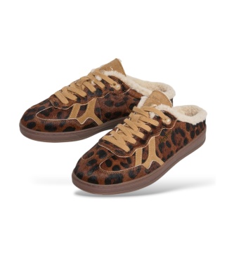 Pepe Jeans Brown leather Ball Clog sneakers