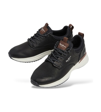 Pepe Jeans Leren Bampton Urban sneakers zwart