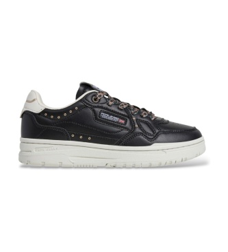 Pepe Jeans Black leather Chester Key sneakers