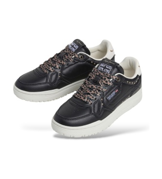 Pepe Jeans Black leather Chester Key sneakers