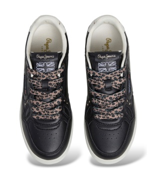 Pepe Jeans Black leather Chester Key sneakers