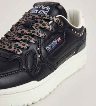 Pepe Jeans Black leather Chester Key sneakers