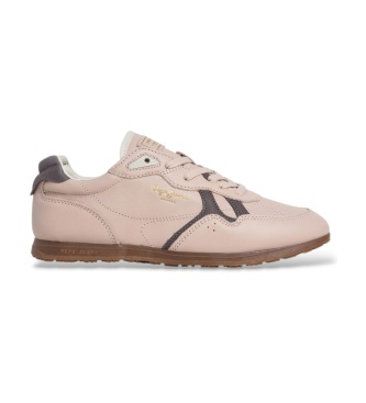 Pepe Jeans Daze East pale pink leather sneakers