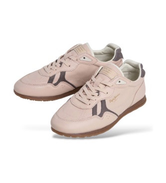 Pepe Jeans Daze East pale pink leather sneakers