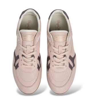 Pepe Jeans Daze East pale pink leather sneakers