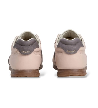 Pepe Jeans Daze East pale pink leather sneakers