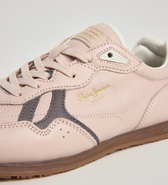 Pepe Jeans Daze East pale pink leather sneakers