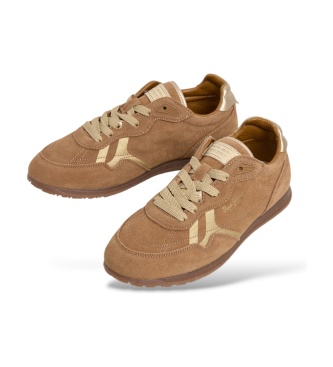 Pepe Jeans Daze Preppy brown leather sneakers