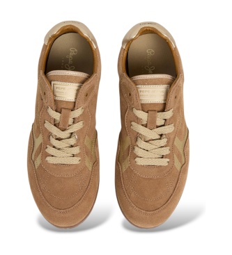 Pepe Jeans Daze Preppy brown leather sneakers