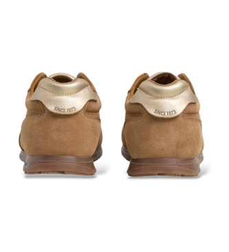 Pepe Jeans Daze Preppy brown leather sneakers