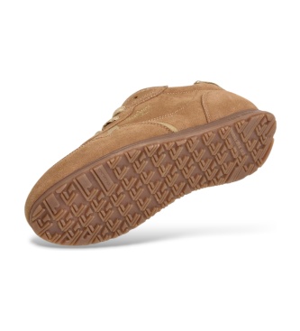 Pepe Jeans Daze Preppy brown leather sneakers
