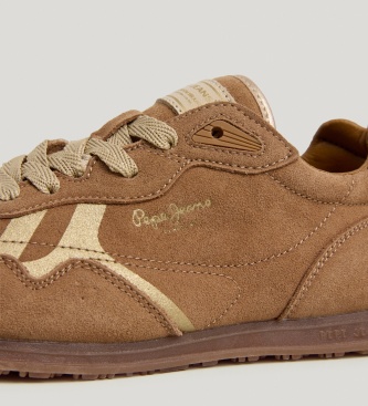 Pepe Jeans Daze Preppy brown leather sneakers