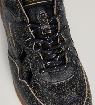 Pepe Jeans Daze Street black leather sneakers