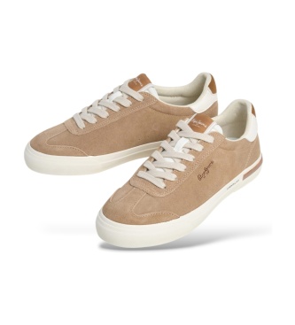Pepe Jeans Kenton light beige leather sneakers