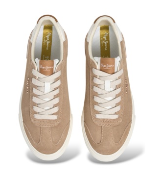 Pepe Jeans Kenton light beige leather sneakers