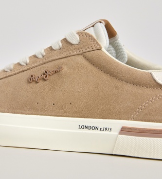 Pepe Jeans Kenton light beige leather sneakers