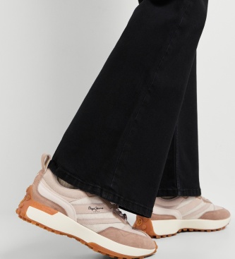 Pepe Jeans Baskets en cuir Lucky Cold beige