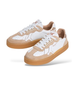Pepe Jeans Baskets en cuir Maya Contour beige