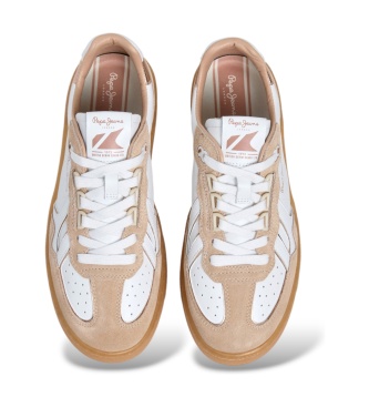 Pepe Jeans Baskets en cuir Maya Contour beige