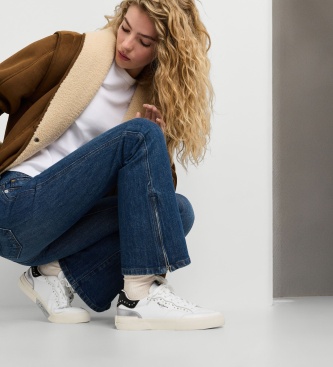 Pepe Jeans Milan silver leather sneakers