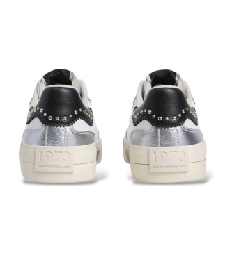 Pepe Jeans Milan silver leather sneakers