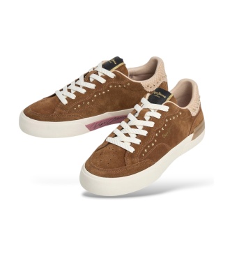 Pepe Jeans Milan West brown leather sneakers