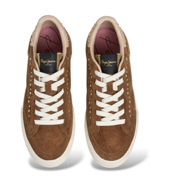 Pepe Jeans Milan West brown leather sneakers