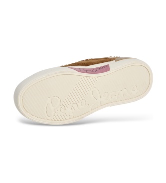Pepe Jeans Milan West brown leather sneakers