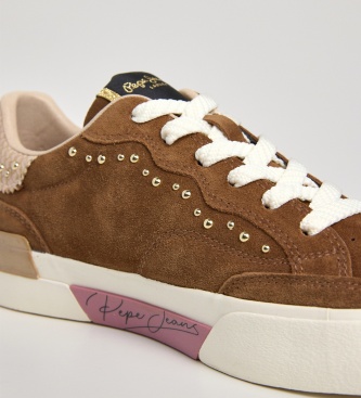 Pepe Jeans Milan West brown leather sneakers