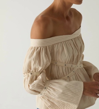 LAAGAM Blouse Addison froncée beige