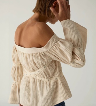 LAAGAM Blouse Addison froncée beige