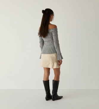 LAAGAM Blusa Petra a quadri texturizzata grigia
