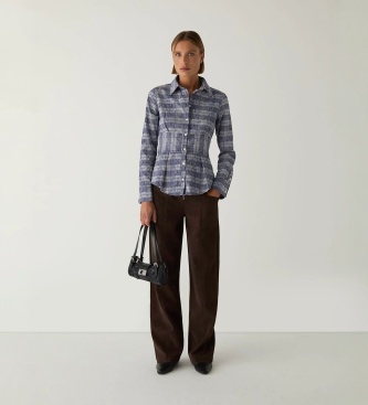 LAAGAM Camisa Hella de quadros marinho