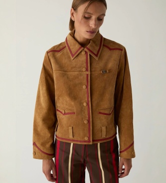 LAAGAM Veste Aveline en daim marron