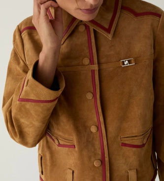 LAAGAM Veste Aveline en daim marron