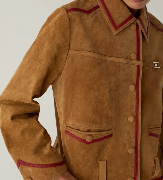 LAAGAM Veste Aveline en daim marron