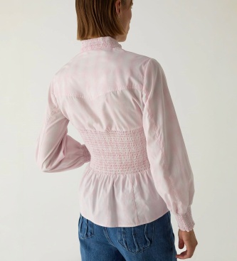 LAAGAM Blusa de quadros com fecho ecler rosa