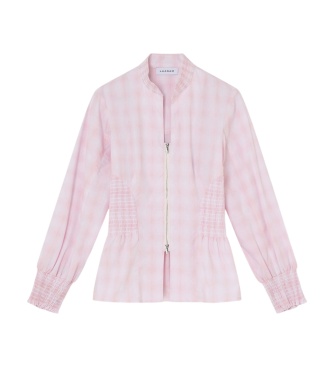 LAAGAM Blusa de quadros com fecho ecler rosa