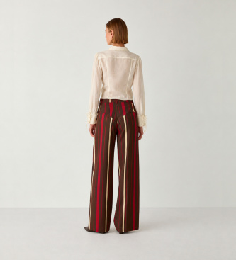 LAAGAM Pantalon Leroy en sergé rayé marron