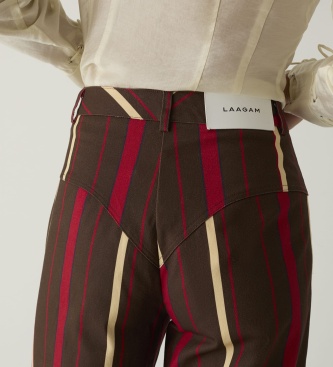 LAAGAM Pantalon Leroy en sergé rayé marron