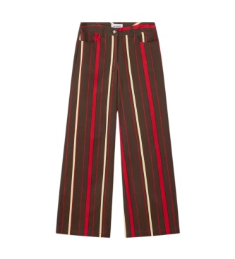 LAAGAM Pantalon Leroy en sergé rayé marron